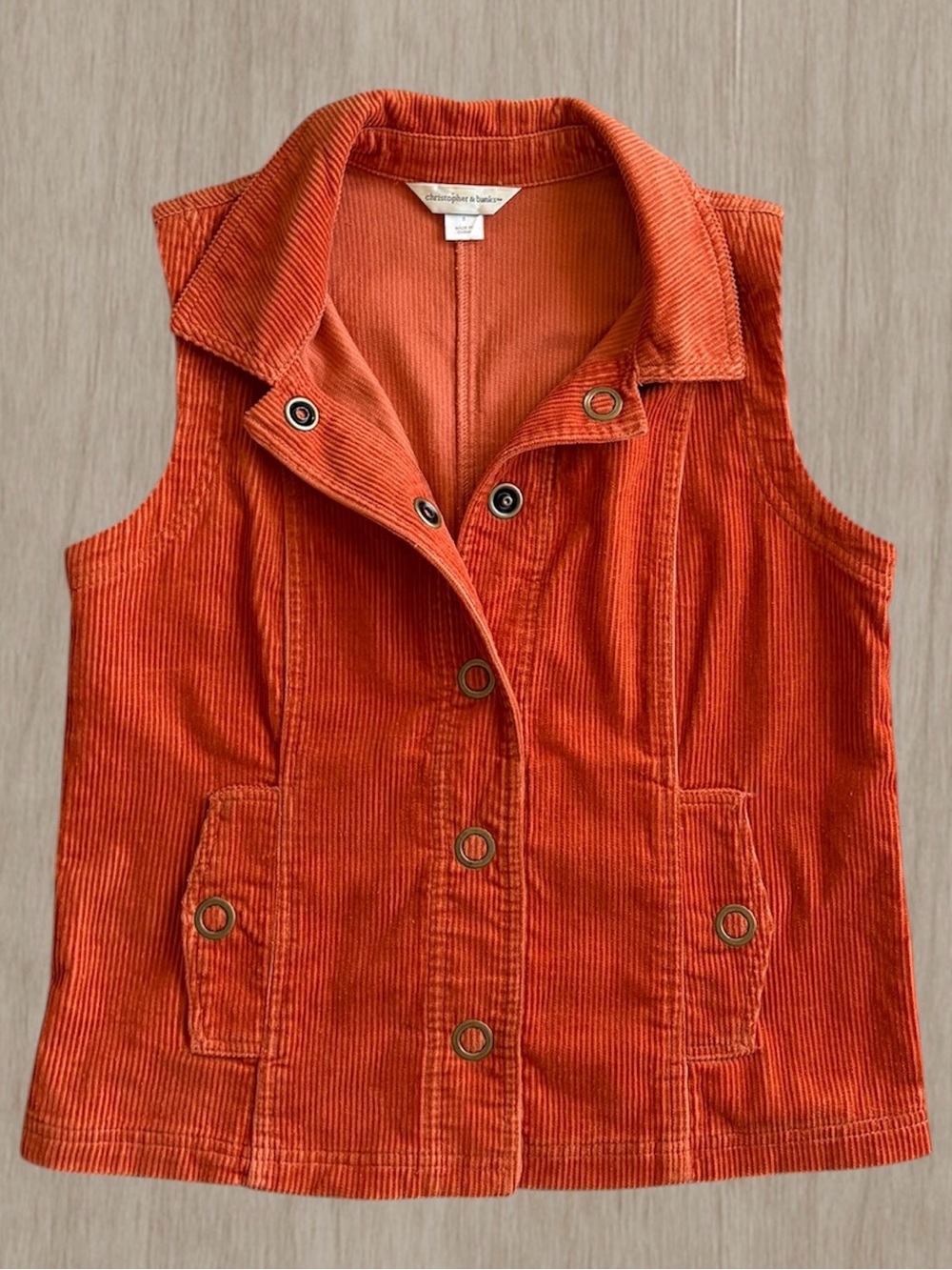 Vintage Corduroy Vest Burnt Orange by Christopher & Banks, Size S